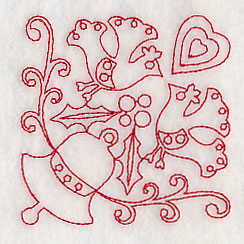 Scandinavian Christmas Bell Corner (Redwork)