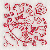 Scandinavian Christmas Bell Corner (Redwork)