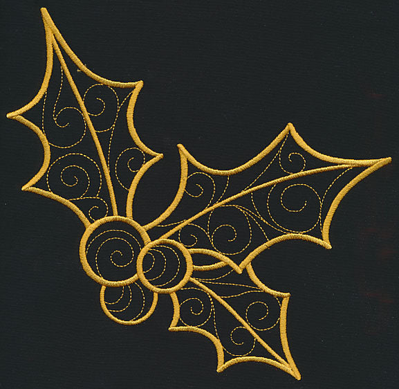 Filigree Holly and Berries (Goldwork)