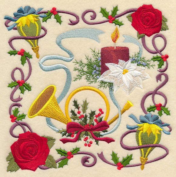 Victorian Christmas Horn Collage