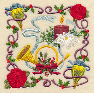 Victorian Christmas Horn Collage