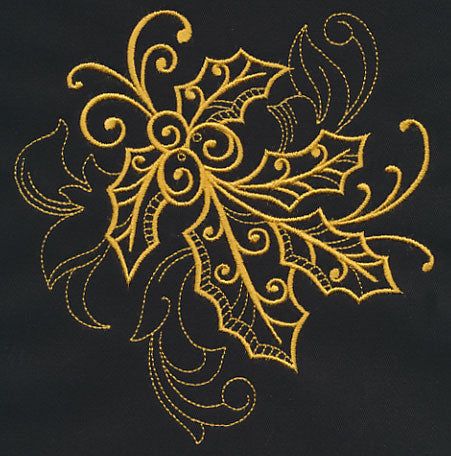 Filigree Holly (Goldwork)