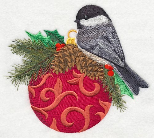 Christmas Chickadee on Ornament