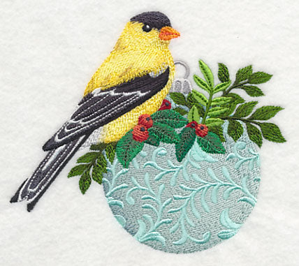 Christmas Goldfinch on Ornament