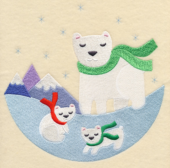 Polar Bear and Cubs Scene