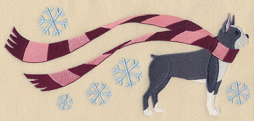 Wrapped Up In Winter Boston Terrier