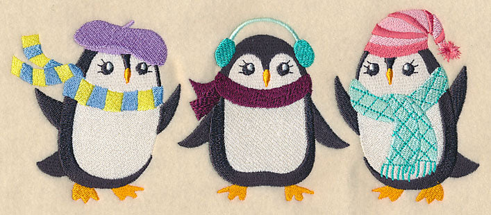 Fashion Penguins in Winter Wear