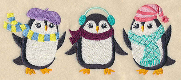 Fashion Penguins in Winter Wear