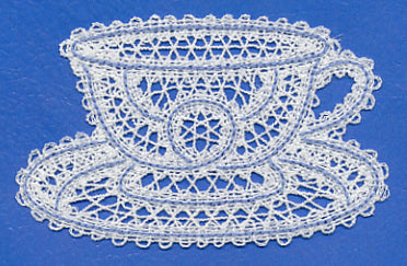 Tea Time Teacup (Battenburg Lace)