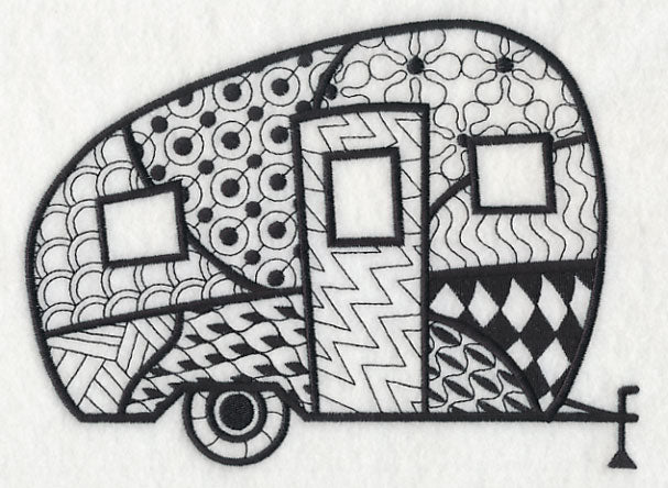 Canned Ham Camper (Blackwork)