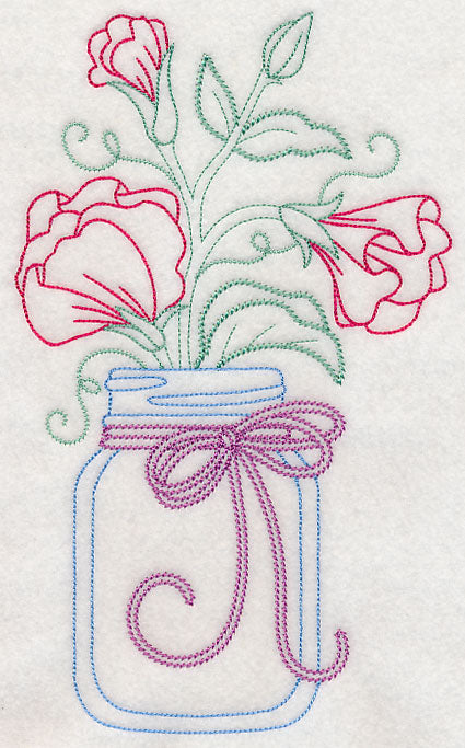 Blooming Sweet Peas in Mason Jar (Vintage)