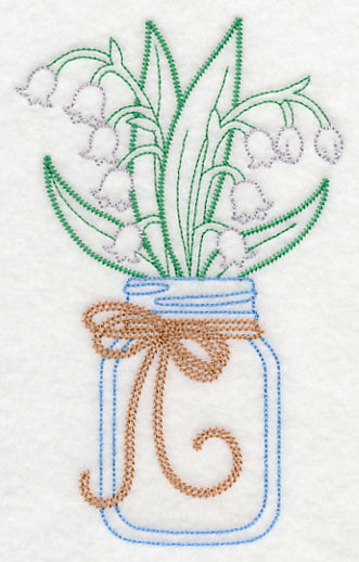 Blooming Lily of the Valley in Mason Jar (Vintage)