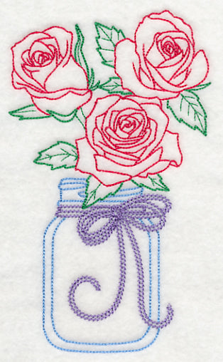 Blooming Roses in Mason Jar (Vintage)