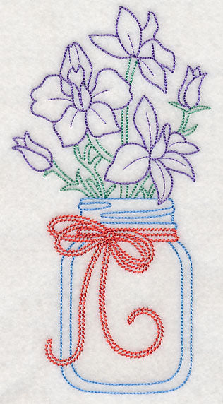 Blooming Larkspurs in Mason Jar (Vintage)