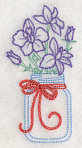 Blooming Larkspurs in Mason Jar (Vintage)