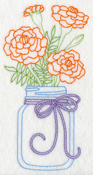 Blooming Marigolds in Mason Jar (Vintage)