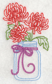 Blooming Chrysanthemums in Mason Jar (Vintage)