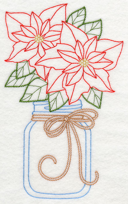 Blooming Poinsettias in Mason Jar (Vintage)