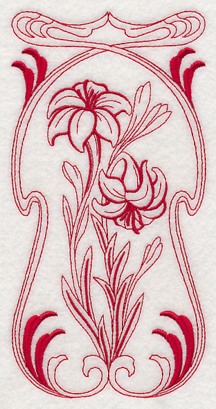 Art Nouveau Lily (Redwork)