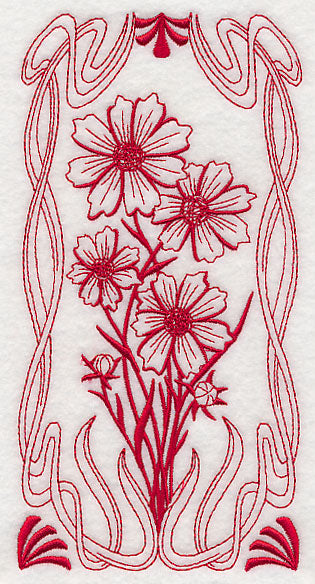 Art Nouveau Cosmos (Redwork)
