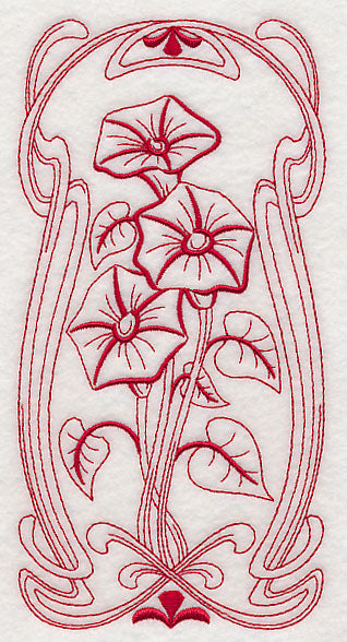 Art Nouveau Morning Glory (Redwork)