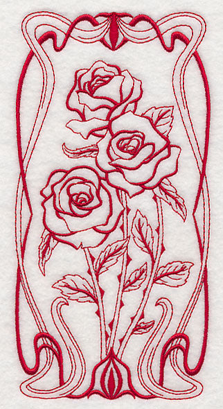 Art Nouveau Rose (Redwork)