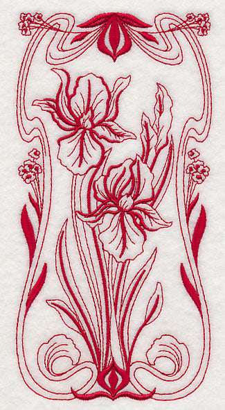 Art Nouveau Iris (Redwork)