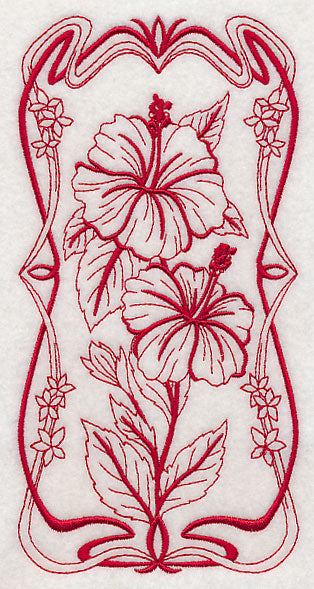 Art Nouveau Hibiscus (Redwork)