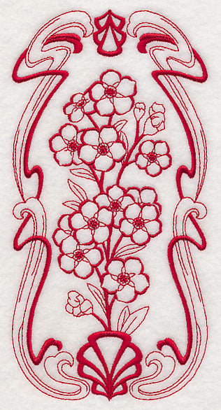 Art Nouveau Forget-me-nots (Redwork)