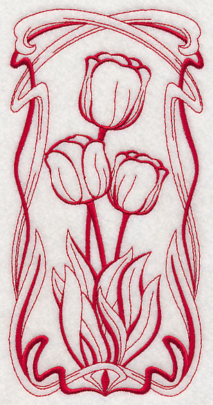 Art Nouveau Tulips (Redwork)