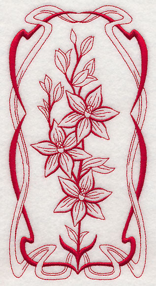 Australian Art Nouveau Scented Sun Orchid (Redwork)