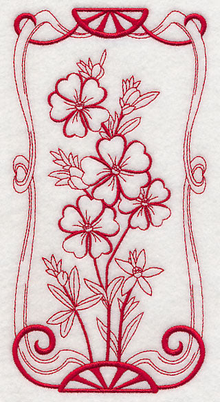 Australian Art Nouveau Guinea Flowers (Redwork)
