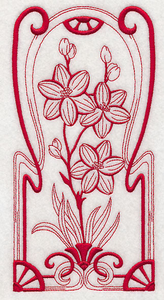 Australian Art Nouveau Blue Squill (Redwork)