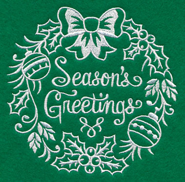 Season's Greetings Medallion (Whitework)
