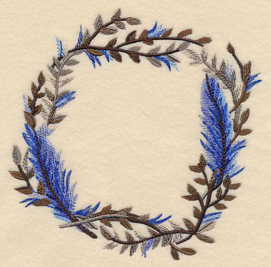 Wintry Feather Wreath in Watercolor
