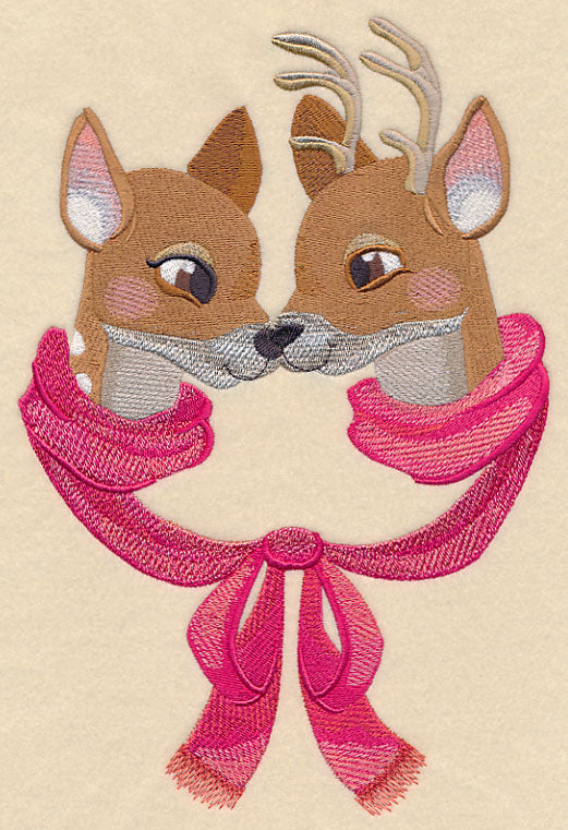 Snuggling Winter Deer