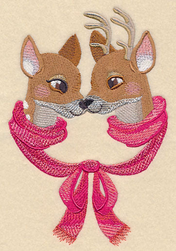 Snuggling Winter Deer