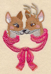 Snuggling Winter Deer