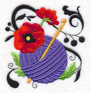 Fanciful Crochet Hook with Poppies