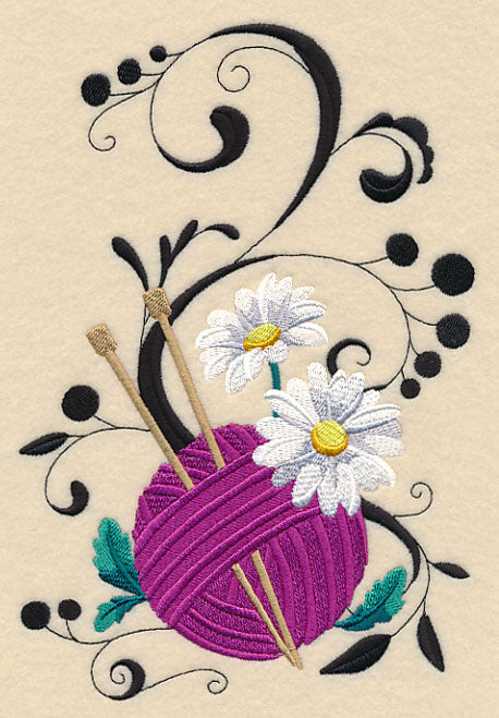 Fanciful Knitting Needles with Daisies