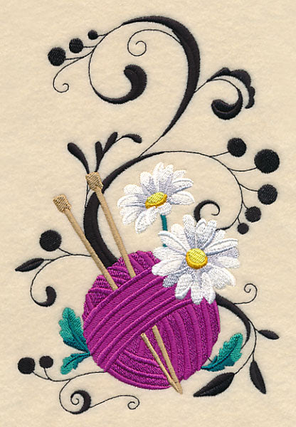 Fanciful Knitting Needles with Daisies