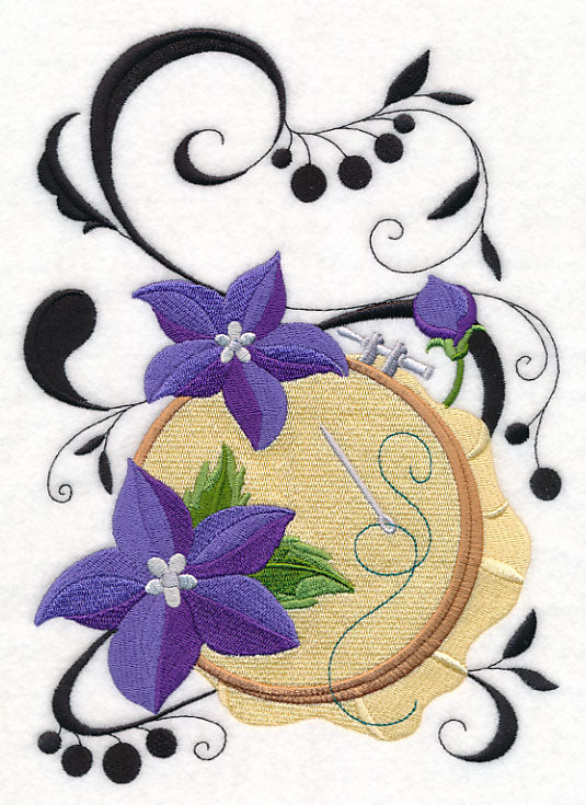 Fanciful Embroidery Hoop with Balloon Flowers