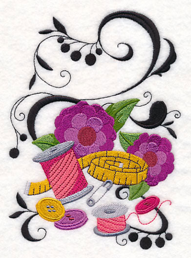 Fanciful Sewing Notions with Zinnias