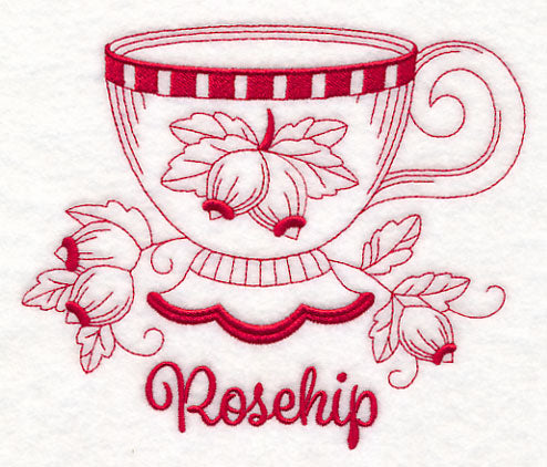 Tea Time Rosehip (Redwork)