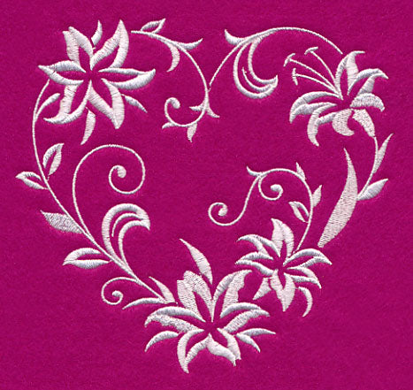 Filigree Lily Heart (Whitework)