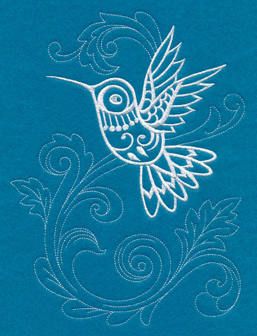 Shabby Chic Hummingbird Spray (Whitework)