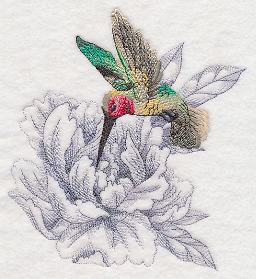 Secret Garden Peony and Hummingbird
