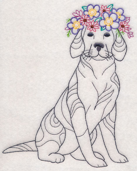 Dog with Floral Crown (Vintage)