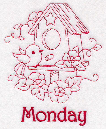 Monday Birdhouse (Redwork)