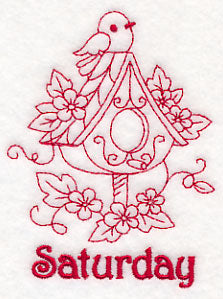 Saturday Birdhouse (Redwork)